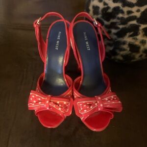 Red & White w/Cork Polka Dot Heels Nine West S 8